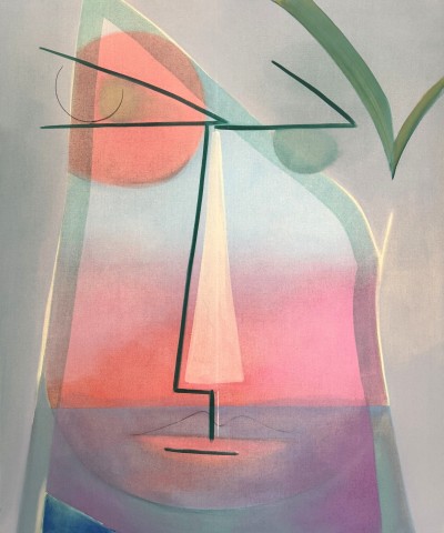 Aurélie Gravas - A FACE AS A MARINE ; Huile et pigments sur toile - 170 x 140 cm - 2024