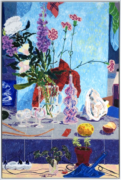 Gwendal Le Bec - LE NOUVEAU VASE ; Oil pastel on cardboard - Framed 122 x 82 cm - 2026