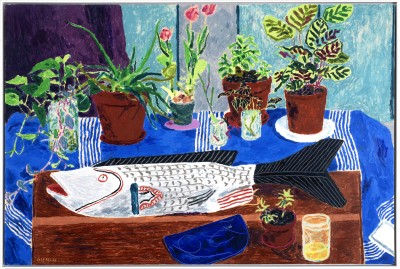 Gwendal Le Bec - LE POISSON BLANC ; Oil pastel on cardboard - Framed 82 x 122 cm - 2026