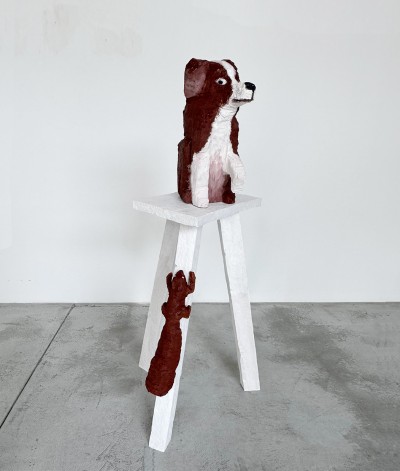 Nicolas Jullien - PAPATTE & MAXIME ; Limewood and acrylic - 40 x 140 x 45 Cm