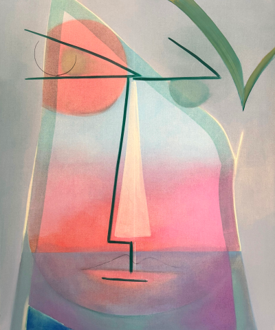 Aurélie Gravas - A FACE AS A MARINE ; Huile et pigments sur toile - 170 x 140 cm - 2024