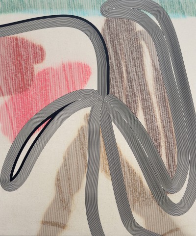 Momo - BURN THE BAR ; Canvas acrylic and pencil + UV varnish - 100 x 120 Cm - 2025