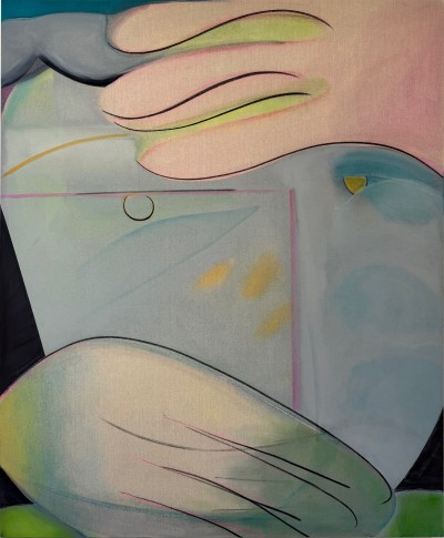Aurélie Gravas - A GREY FACE UNDER MY HANDS ; Oil and pigments on canvas- 2024 - 170 x 140  cm