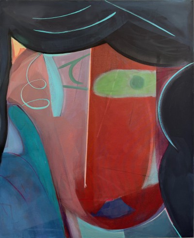 Aurélie Gravas - FACE WITH A CURL - Oil & Pigment on canvas - 140 x 115 cm - 2024