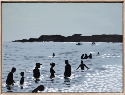 Jean Jullien LA GRANDE PLAGE, 2024 Signed Acrylic on canvas Unframed : 46 x 61 cm