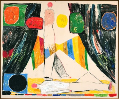 Sune Christiansen - CURTAIN FALL ; Mixed media on raw canvas - 160 x 190 cm - 2025