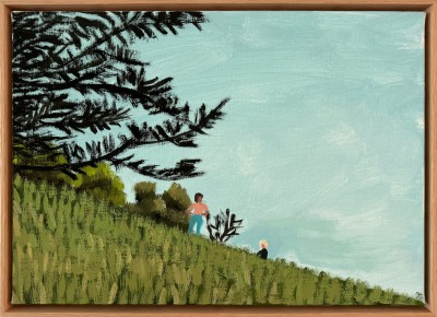 Jean Jullien - SARAH & HUGO À GOUDOUL ; Acrylic on canvas - 46 x 33 cm - 2024