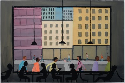 Jean Jullien - LE RESTAURANT ; Acrylic on Canvas - 61 x 91,5 cm - 2019