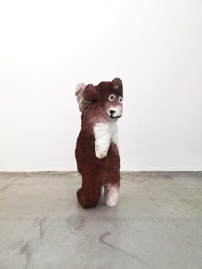 Nicolas Jullien - DOG BENT ; Acrylic on Limewood - H48 x D25 x W16 cm - 2024
