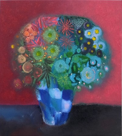 Rhys Lee - FLOWERS FOR REDON ; Oil on canvas - 96 x 86 cm - 2021
