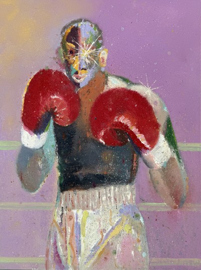 Rhys Lee - FIGHT NIGHT #2 ; Oil on canvas - 55 x 74 Cm - 2024