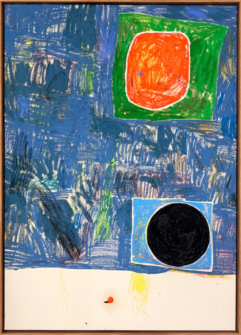 Sune Christiansen - POSSIBLE OUTCOME 2 ; Mixed media on raw canvas - 110 x 80 cm - 2025