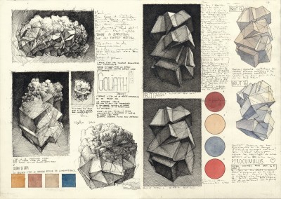 Pierre Coubeau - SKETCHBOOK 4-7 ; Pigment ink & Watercolor on paper - 38 x 50 cm - 2023