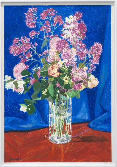 Gwendal Lebec - UNTITLED (Bouquet bleu) ; Oil pastel - 81 x 116 Cm - 2020