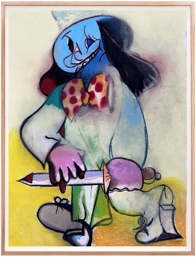Rhys Lee - SWORD SWALLOWER ASSOCIATION ; Pastel on paper - 56 x 76 cm - 2023