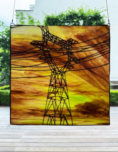 Philémon Siesling - L'ORAGE - Glass, copper tin and lead - 30 x 30 cm - 2024