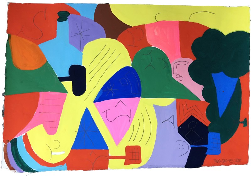 Todd James Untitled 2018, 28x38cm Gouache Graphite On Paper Alice Gallery