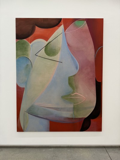 Aurélie Gravas - FACES IN RED ; Oil and Pigments on Canvas - 210 x 160 Cm - 2024