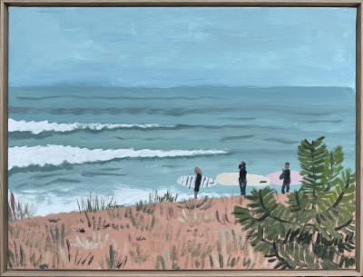 Jean Jullien - L'ATTENTE AU PHARE ; Acrylic on canvas - 46 x 61 cm - 2024