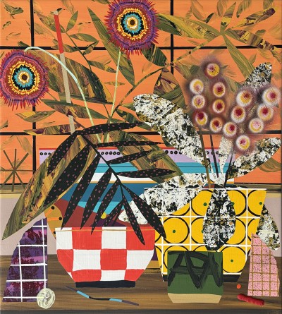 Paul Wackers - BEYOND THE SPLIT GATE ; Acrylic, spray paint on canvas - 81 x 91.5 Cm - 2025