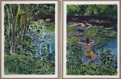 Yann Le Bec - DANS LA RIVIERE ; Monotype ink and acrylic paint on paper - Framed: 77,5 x 114 cm - 2026