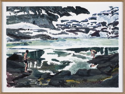 Yann Le Bec - JUSTE AVANT LE BAIN ; Monotype ink and acrylic paint on paper - Framed: 57 x 77,5 cm - 2026