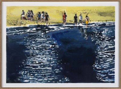 Yann Le Bec - LES PIEDS DANS L'EAU ; Monotype ink and acrylic paint on paper - Framed: 57 x 77,5 cm - 2026